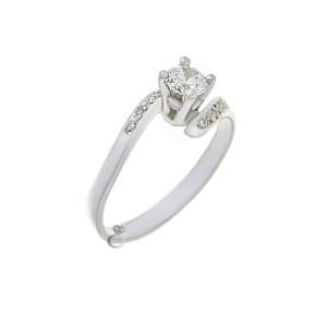 Δαχτυλιδι Μονοπετρο με Διαμαντι 0,40 Ct , F , VS1 + 0,08 Ct ( πλαινες πετρες )